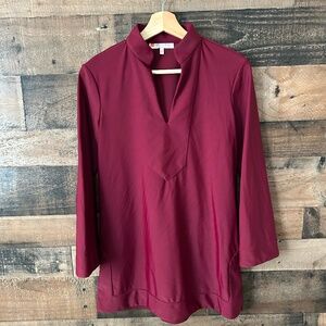Jude Connally Chris Tunic Top Red Small Jude Cloth Stretch Pullover
